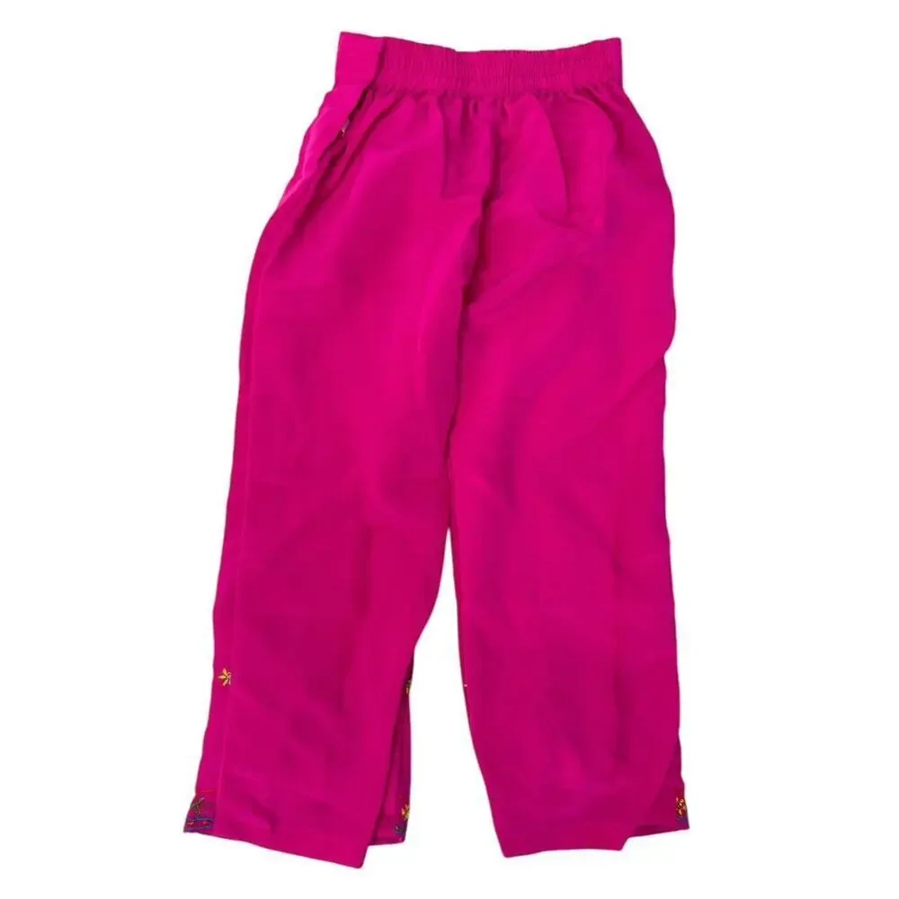 Indian Rhinestone Embroidered Silky Pink Kurta Blouse Pants Set Kids Size 22 2T - Picture 6 of 9